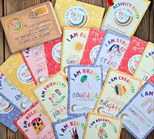 Load image into Gallery viewer, A colourful deck of affirmation cards for kids. I AM Brave I AM Fun