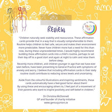 Load image into Gallery viewer, Child holding a children's affirmation card as part of a fun mindfulness learning activity