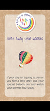 Load image into Gallery viewer, Emily &amp; Eve children's worry pin of a colourful balloon with float away your worries card
