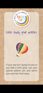 Emily & Eve children's worry pin of a colourful balloon with float away your worries card