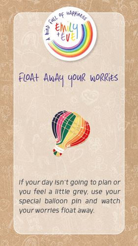 Hot air balloon pin to float away worries 