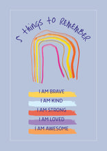 Load image into Gallery viewer, Children&#39;s positive affirmation | children&#39;s interior wall print | Confident Brave Loved Kind Strong 
