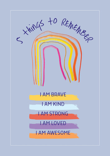Children's positive affirmation | children's interior wall print | Confident Brave Loved Kind Strong 